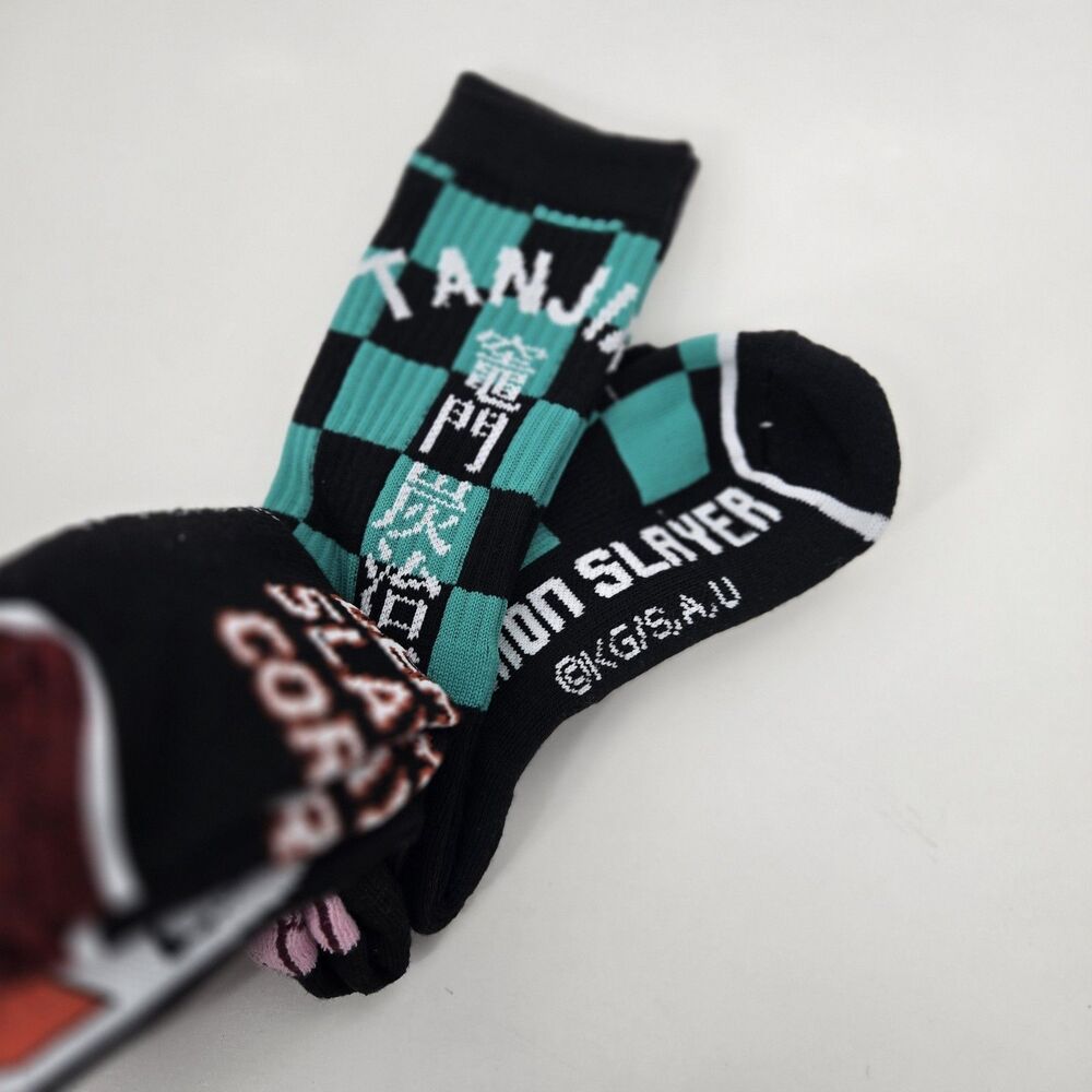 Demon Slayer Kimetsu No Yaiba Crew Socks Nezuko Fox Mask Tanjiro Mens 8-12 Anime - Picture 6 of 8